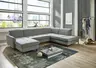 Wohnlandschaft - Longchair links mit 2,5-Sitzer und Ecke rechts, Sitztiefe verstellbar, Stoff, Grau