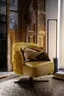 Sessel Cuneo - drehbar, Leder Kurkuma, Stoff, Gold