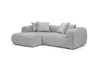 Ecksofa - Longchair links mit 2-Sitzer, Stoff, Silbergrau