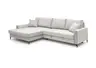 Ecksofa - Longchair links mit 3-Sitzer, Schlaffunktion, Stoff, Creme