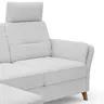 Ecksofa Vayra - Longchair links mit 2,5-Sitzer rechts, inkl. Relaxfunktion (motorisch) und Kopfstütze verstellbar (manuell), Stoff, Offwhite