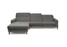 Ecksofa - CALM FLEX 2.0, Longchair links mit 3-Sitzer, Kopfteil verstellbar, Stoff, Dunkelgrau