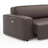Ecksofa Denver - 2,5-Sitzer mit Longchair rechts, groß, inkl. Sitzvorzug (motorisch), Leder, Mocca