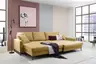 Ecksofa - 3-Sitzer mit Longchair rechts, Schlaffunktion, Stoff, Senfgelb