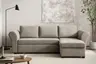 Ecksofa - 2-Sitzer mit Longchair rechts inkl. Schlaffunktion mit Bettkasten, Stoff, Trüffel