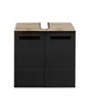 Waschbeckenunterschrank- B ca. 60 cm, Vintage Holz, Schwarz, Matt, Tiefzieh