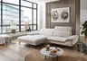  Ecksofa - Longchair links mit 1,5-Sitzer, Kopfteil verstellbar, Stoff, Ecru