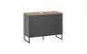 Waschebeckenunterschrank- B ca. 80 cm, Schwarz Matt, Eiche Dekor