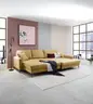 Ecksofa - 3-Sitzer mit Longchair rechts, Schlaffunktion, Stoff, Senfgelb