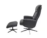 TV-Sessel MENNIS mit Hocker - drehbar, Relaxfunktion, Kopfteilverstellung, Leder, Schwarz
