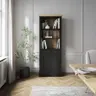 Bücherschrank Louisiana - teilmassiv, Schwarzgrau