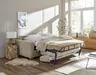 Sofa Lakeville 1 - 2-Sitzer inkl. Schlaffunktion, Gestell Schwarz, Stoff, Beige