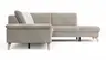 Ecksofa Tulsa KS - 2,5-Sitzer, Spitzecke und 1,5-Sitzer mit Anstellhocker rechts, Stoff, Graubeige