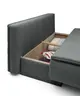 Sofa JANIN - 2-Sitzer, Schlaffunktion mit Bettkasten, Stoff, Dunkelgrau