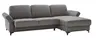 Ecksofa Merlos - 2-Sitzer mit Longchair rechts inkl. Sitzvorzug (motorisch) und Armlehnen verstellbar, Leder, Steingrau