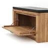 Schuhschrank Farmingdale - Eiche massiv, natur geölt mit Sitzkissen schwarz