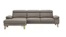 Ecksofa Hudson - Longchair links mit 2,5-Sitzer, inkl. Kopfteil verstellbar, Stoff, Steingrau