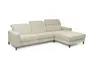 Ecksofa - CALM FLEX 2.0, 3-Sitzer mit Longchari rechts, Kopfteil verstellbar, Stoff, Natur