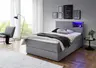 Boxspringbett - Liegefläche ca. 140x200 cm, inkl. Beleuchtung, Ablage und USB-Anschluss, Stoff, Hellgrau