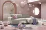 Ecksofa - 2-Sitzer mit Longchair rechts, Stoff, Beige