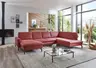 Wohnlandschaft - Longchair links mit 2,5-Sitzer und Ecke rechts, Leder, Rot