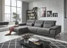 Sofa - Longchair links mit 3-Sitzer inkl. Kopfteil verstellbar, Stoff, Anthrazit