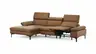 Ecksofa Felipa - Longchair links mit 2,5-Sitzer inkl. Armlehne verstellbar und Rückenlehne/Sitztiefe verstellbar (motorisch), Leder, Cognac