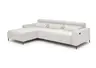 Ecksofa - Longchair links mit 2-Sizer, Sitztiefe verstellbar motorisch/Kopfteil verstellbar, Stoff, Creme