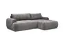 Ecksofa - 2-Sitzer mit Longchair rechts, Stoff, Steingrau