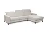 Ecksofa - CALM FLEX 2.0, 3-Sitzer mit Longchari rechts, Kopfteil verstellbar, Stoff, Hellgrau