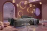 Ecksofa - 2-Sitzer mit Longchair rechts, Stoff, Steingrau