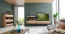 Highboard - mit Beleuchtung, Kerneiche Natur massiv