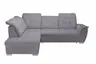 Ecksofa - Ecke links, 2-Sitzer inkl. Schlaffunktion und Bettkasten, verstellbare Kopfstützen, Stoff, Grau