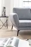 Ecksofa - 2-Sitzer mit Ecke rechts, Rückenlehne/Armlehne verstellbar (manuell), Drehsitz (manuell), Flachgewebe, Graublau