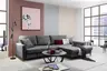 Ecksofa - 3-Sitzer mit Longchair rechts, Schlaffunktion, Stoff, Anthrazit