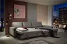 Ecksofa - 3-Sitzer mit Longchair rechts, Schlaffunktion, Stoff, Eisengrau