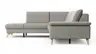 Ecksofa Tulsa KS - 1,5-Sitzer mit Anstellhocker links, Spitzecke und 2,5-Sitzer rechts, Leder, Graubeige