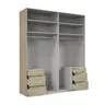 Drehtürenschrank- B ca. 200 cm, Eiche Dekor, Weiß, Spiegel
