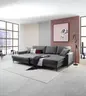 Ecksofa - Longchair links mit 3-Sitzer, Schlaffunktion, Stoff, Anthrazit