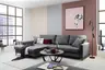 Ecksofa - Longchair links mit 3-Sitzer, Stoff, Anthrazit