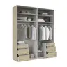 Drehtürenschrank- B ca. 200 cm, Eiche Dekor, Weiß, Spiegel