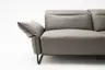 Sofa Victoria - 3-Sitzer inkl. Kopfstütze/Armlehne verstellbar, Leder, Grau