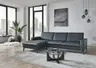 Ecksofa - Longchair links mit 3-Sitzer, Leder, Blau