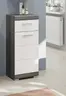 Standschrank - B ca. 37 cm, Rauchsilber, Weiß Hochglanz