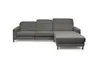 Ecksofa - CALM FLEX 2.0, 3-Sitzer mit Longchari rechts, Kopfteil verstellbar, Stoff, Dunkelgrau