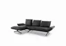 Ecksofa - Longchiar links mit 2-Sitzer, Rückenlehne/Armlehne verstellbar, Leder, Lava