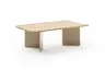 Couchtisch Olai - LHB ca. 120x39x65 cm, Asteiche Massiv, Metall, Beige