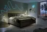 Boxspringbett HINDA- Liegefläche ca. 180x200 cm, Stoff, Anthrazit, Bonell, Inkl. Topper