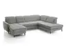 Wohnlandschaft - Longchair links mit 2,5-Sitzer und Ecke rechts, Sitztiefe verstellbar, Stoff, Grau