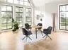 Esstisch - LB ca. 80x80 cm, Eiche Optik, Schweizer Kante, Schwarz